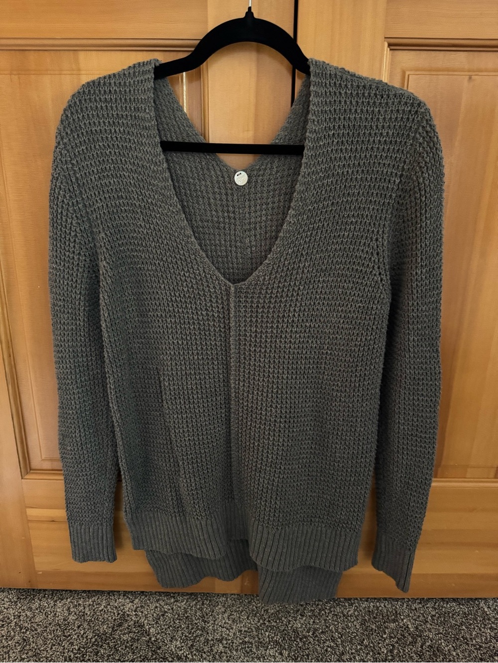 Margaret O'Leary Olive V-Neck Chunky Knit Sweater